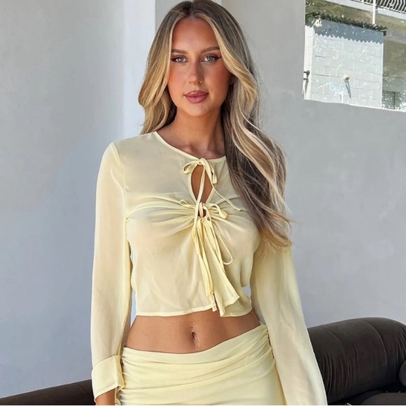 Tiger Mist Sheer Tie Top - Picture 1 of 7